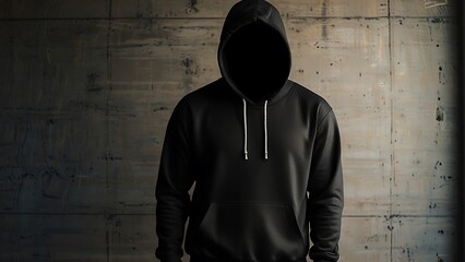 Obraz premium Blank hoodie mockup .Blank sweatshirt black color preview template front and back view on white background. crew neck mock up isolated on white background. Cloth collection. 
