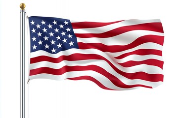 Fototapeta premium A waving flag of the United States featuring red and white stripes with blue field and stars.