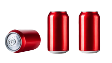 Red aluminium 330 ml can mockup isolated on traansparent background. 3d vector illustration