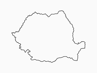 Vector outline map Romania, line border country