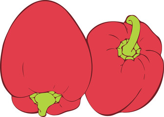 Fresh red bell Peppers hand drawn PNG 