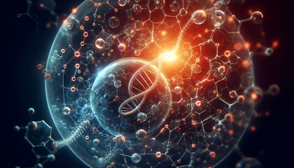 Closeup of an abstract biological and scientific molecular structure concept