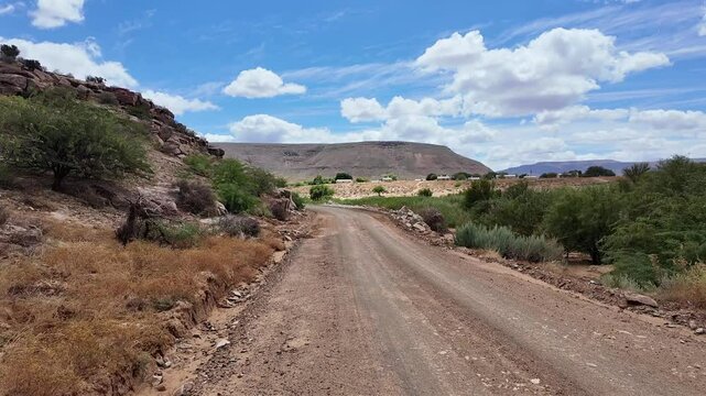 Clanwilliam Cederberg South Africa. 27.03.2024. Video. Landscape over the Agter Pakhuis valley  along the Vieiplaas mountain pass on dirt road.
