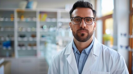 Optician selling glasses. Eye doctor, optometris at work.