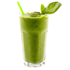 greeb smoothie with mint on isolated white background