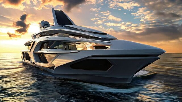 A large white boat with a black hull is sailing on the ocean