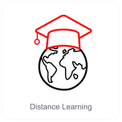 Distance learning and education icon concept