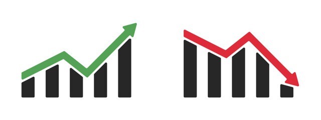 Set of growing bar graph icon vector illustration in flat style