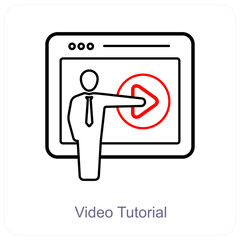 Video Tutorial and education icon concept