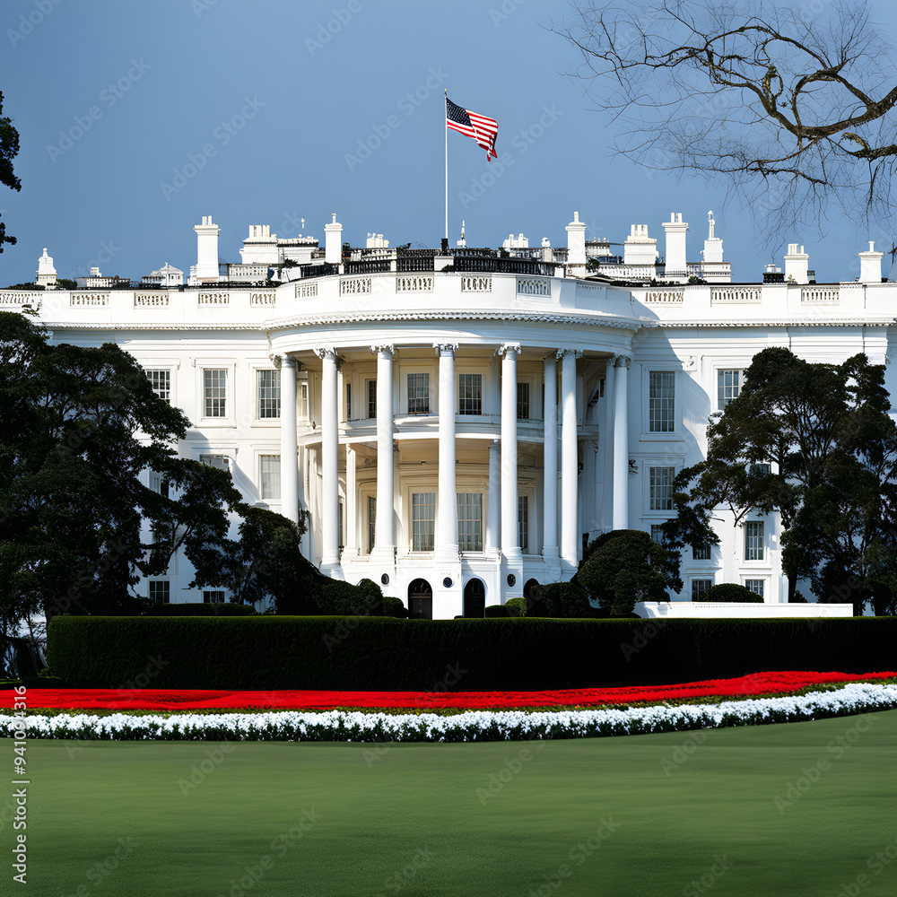 Canvas Prints White House, background image of the US presidential election, well-known tourist attractions