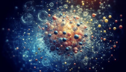 Closeup of an abstract biological and scientific molecular structure concept