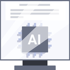 Computer displaying an ai chip on the screen, representing the concept of artificial intelligence