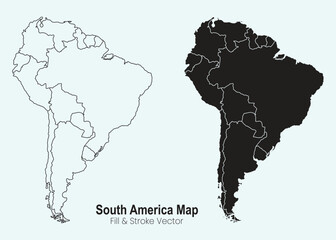 South America maps for design and white background