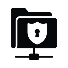 Data file with padlock showing concept icon of secure folder, data security vector