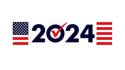 Vote 2024 icon. Election day in USA with 2024 numbers and US flag. Vector Illustration for Presidential Election, November 5