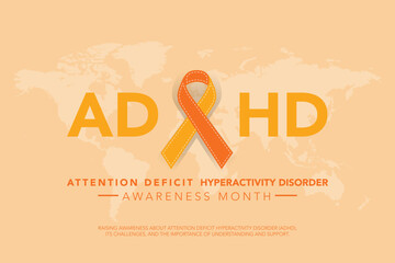 October is ADHD Awareness Month background template. Holiday concept. background, banner, placard, card, and poster design template with text inscription and standard color. vector illustration.