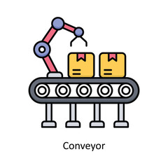Conveyor vector filled icon design illustration. Logistics Delivery symbol on White background EPS 10 File
