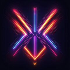 Abstract Neon Light Design with Geometric Shapes