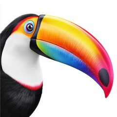 Naklejka premium A vibrant toucan with a colorful beak, showcasing the beauty of tropical wildlife in vivid detail. Isolated on white background.