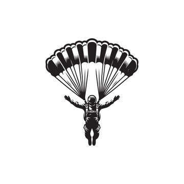 recommend clip art: sky diving vector, silhouette logo design, sky diving vector, illustration black and white 