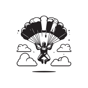 recommend clip art: sky diving vector, silhouette logo design, sky diving vector, illustration black and white 