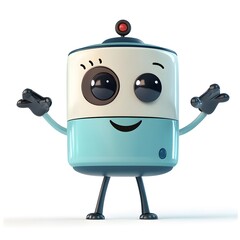 Naklejka premium Friendly Robot Character Welcoming.