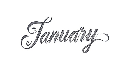 Written in cursive, simple line art design with the words "January" on a white background