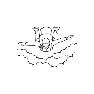 recommend clip art: sky diving vector, silhouette logo design, sky diving vector, illustration black and white 