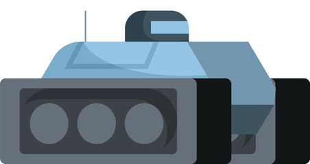 Futuristic military tank is guarding with weapon on top