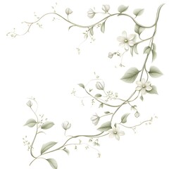 Obraz premium clip art oil painting of flower vines gracefully curling outward from the center, extending towards the top right and bottom left corners