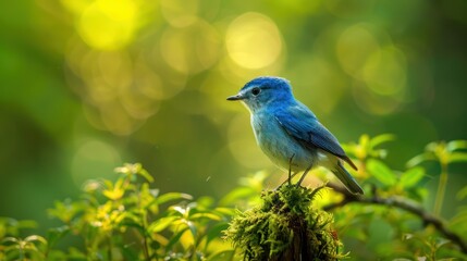 Fototapeta premium A Vibrant Blue Bird Perched on a Branch