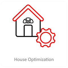 House Optimization And Building Icon Concept