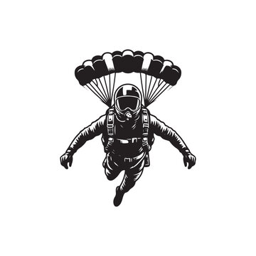 recommend clip art: sky diving vector, silhouette logo design, sky diving vector, illustration black and white 