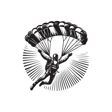 recommend clip art: sky diving vector, silhouette logo design, sky diving vector, illustration black and white 