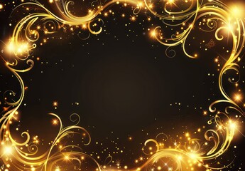 Golden  Swirling Design with Sparkling Lights