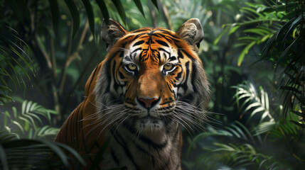 Majestic Tiger in a Dense Jungle - Vivid Details
