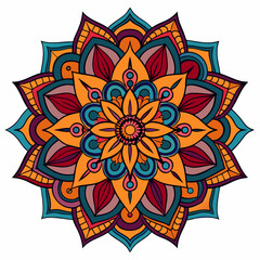  clean line art, colourful mandala design