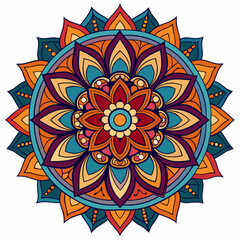  clean line art, colourful mandala design
