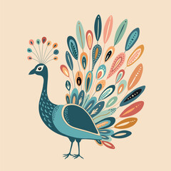 Card with abstract beautiful peacock 