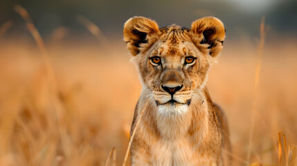 Obraz premium African Lioness Stares With Somber Expression