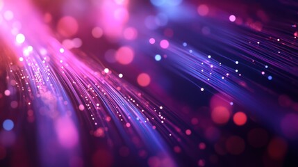 Abstract background with pink and blue light streaks and bokeh.