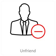 unfriend and delete icon concept