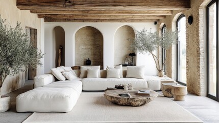 Stylish home interior featuring hemp textiles and natural decor elements in a modern living space