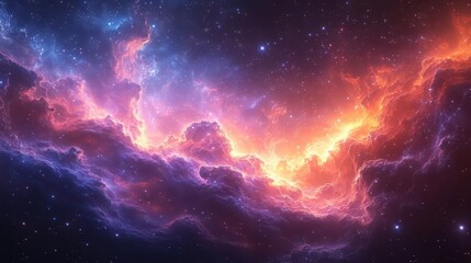 Obraz premium breathtaking digital illustration of a cosmic nebula with swirling clouds of blue purple and magenta stardust creating a mesmerizing galactic wallpaper