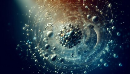 Obraz premium Closeup of an abstract biological and scientific molecular structure concept