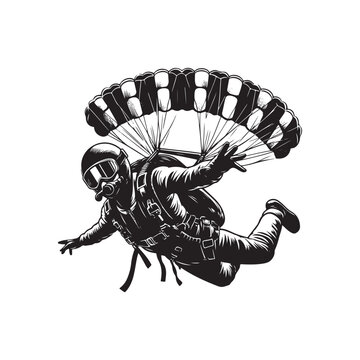 recommend clip art: sky diving vector, silhouette logo design, sky diving vector, illustration black and white 