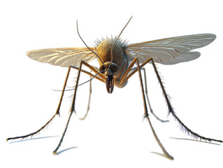 Fototapeta premium Close-up of a mosquito with detailed wings and legs, isolated on white background. PNG transparent.