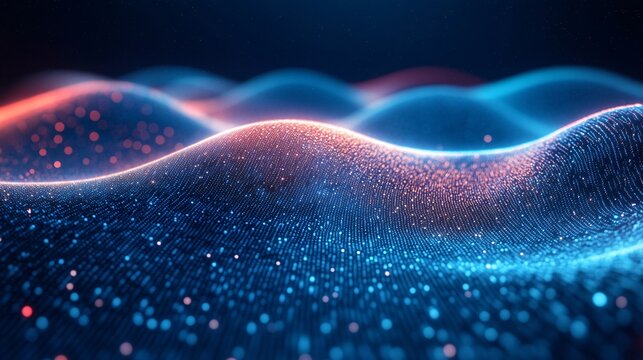 An abstract depiction of AI as a glowing network of binary code flowing through cyberspace Stock Photo with copy space