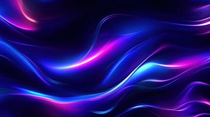 Fototapeta premium Abstract neon blue and pink glowing waves on a dark background.