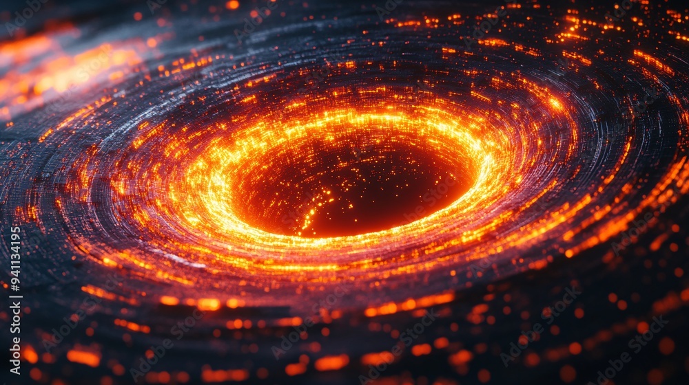 Poster an abstract depiction of ai as a swirling vortex of data and light energy stock photo with copy spac